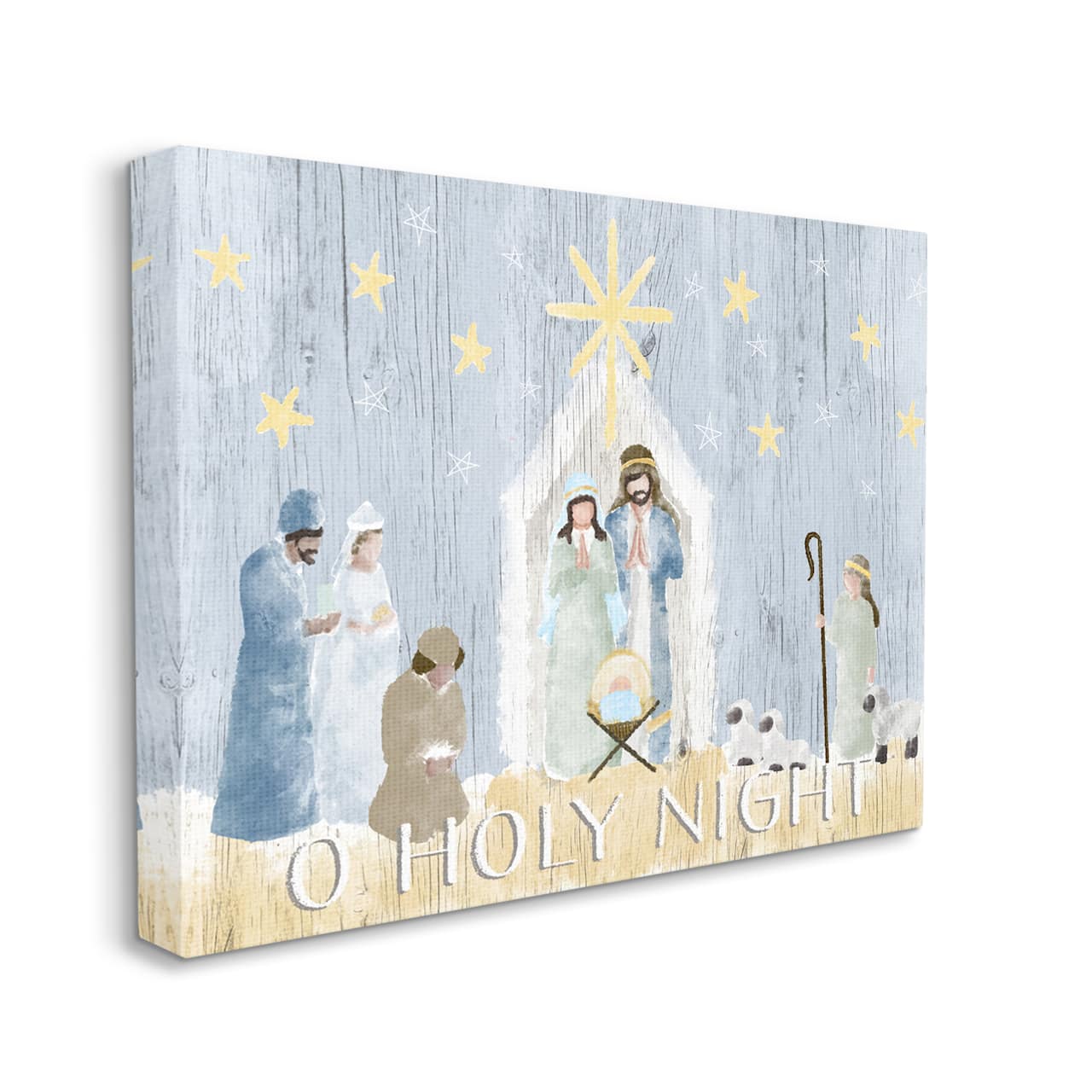 Stupell Industries Nativity Barn Stable Christmas Holiday Rustic Scene Canvas Wall Art